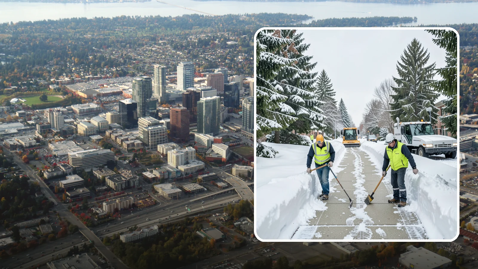 Business Park Sidewalk Clearing in Bellevue, King County, WA - Campus-walkway clearing for Western Washington business parks, keeping the inter-building paths and entrances safe for every...