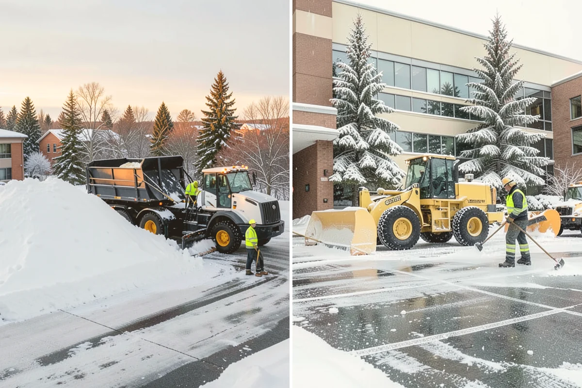 Business Park Sidewalk Clearing in Bellevue, King County, WA - Map campus walks, courtyards, and building connectors
