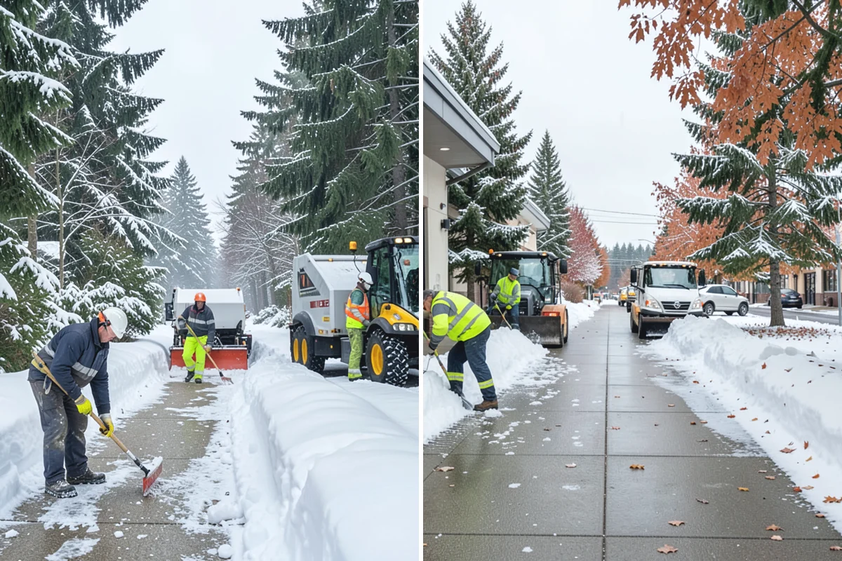 Business Park Sidewalk Clearing in Bonney Lake, Pierce County, WA - Map campus walks, courtyards, and building connectors