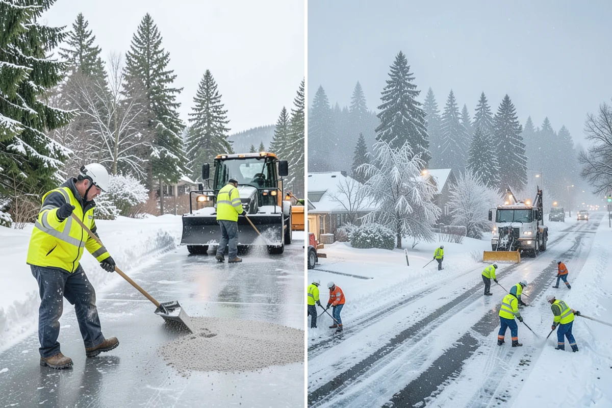 Business Park Sidewalk Clearing in Buckley, Pierce County, WA - Map campus walks, courtyards, and building connectors