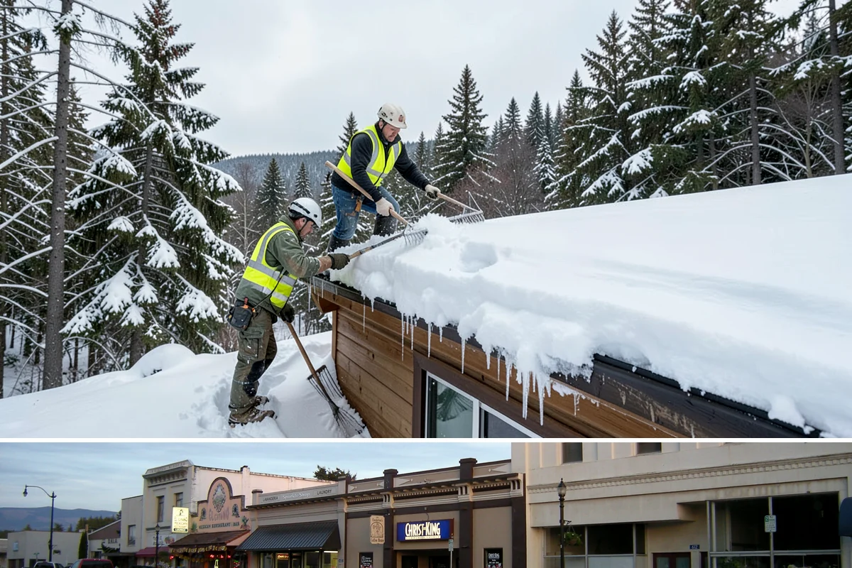 Business Park Sidewalk Clearing in Burlington, Skagit County, WA - Business park demand runs December through February, when shaded courtyards and connectors refreeze overnight between weekday...
