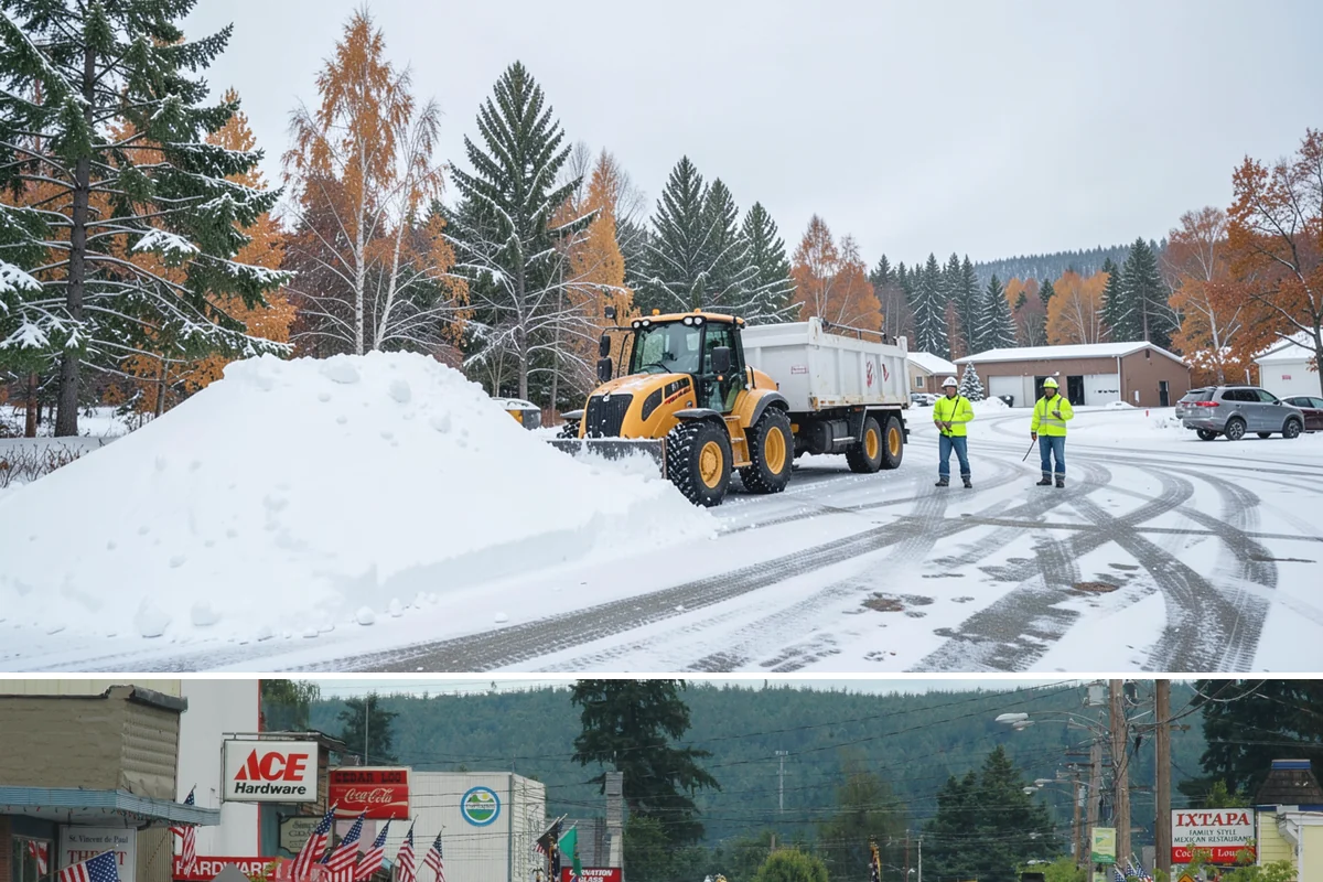 Business Park Sidewalk Clearing in Carnation, King County, WA - Business park demand runs December through February, when shaded courtyards and connectors refreeze overnight between weekday...