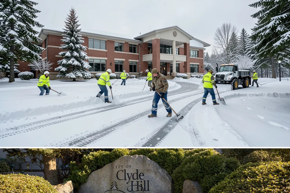 Business Park Sidewalk Clearing in Clyde Hill, King County, WA - Business park demand runs December through February, when shaded courtyards and connectors refreeze overnight between weekday...