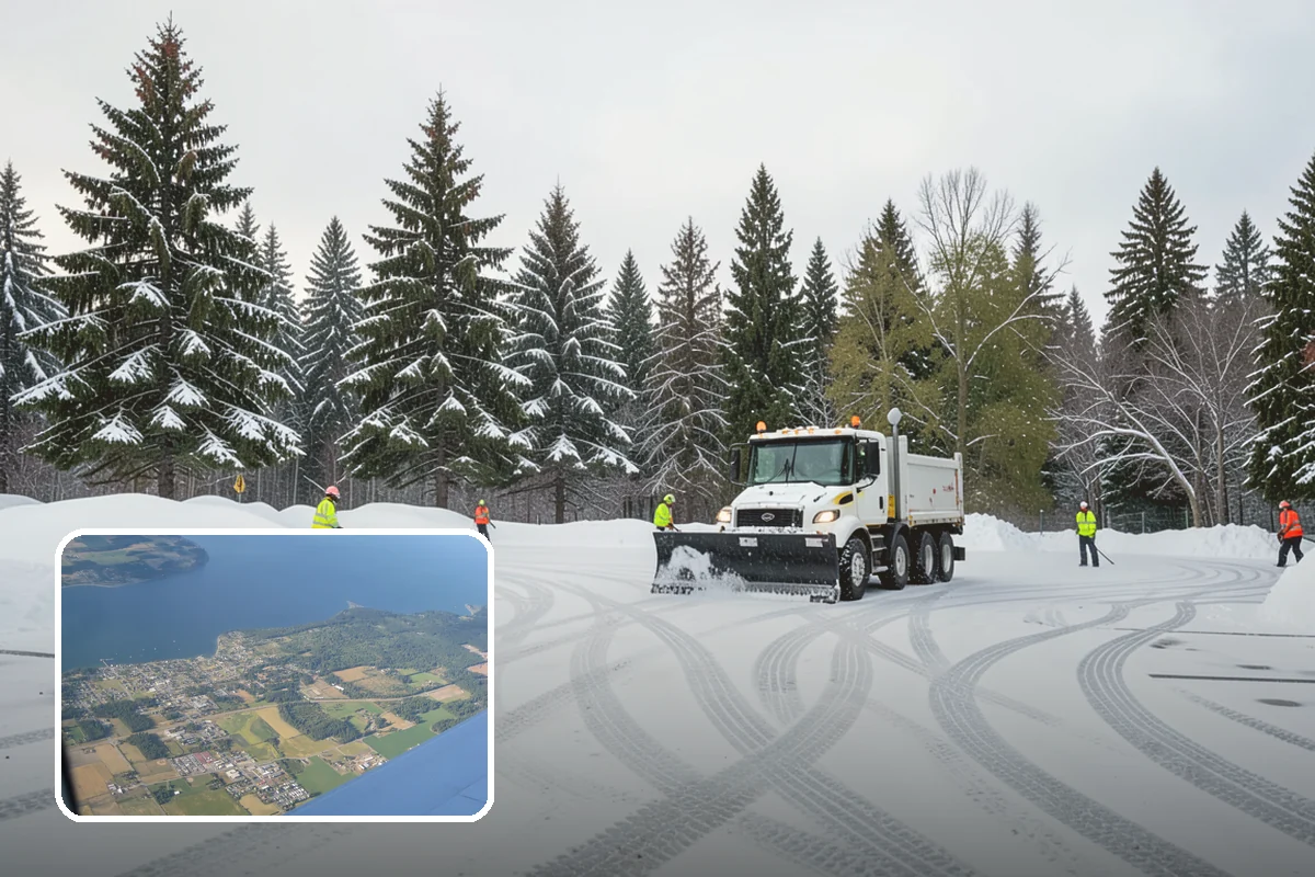 Business Park Sidewalk Clearing in Coupeville, Island County, WA - Inter-building campus walks cleared as a single network
