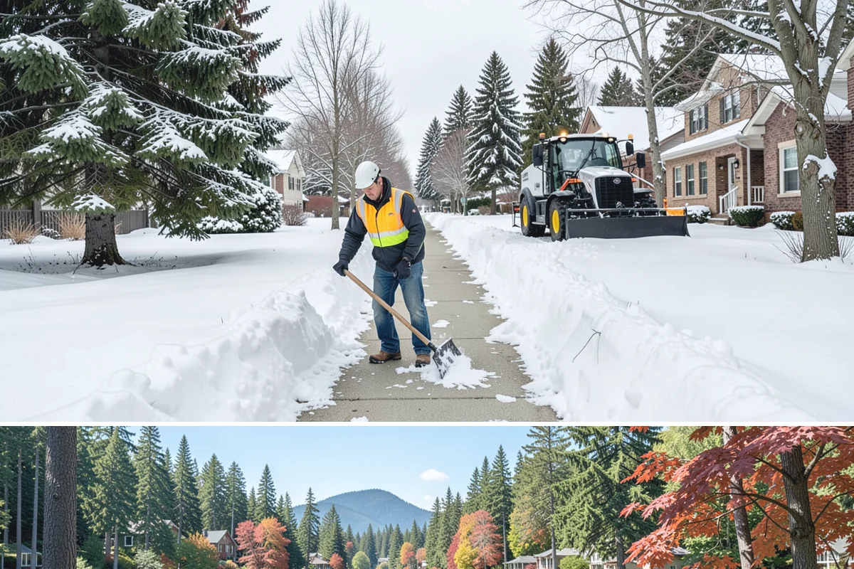 Business Park Sidewalk Clearing in Covington, King County, WA - Business park demand runs December through February, when shaded courtyards and connectors refreeze overnight between weekday...