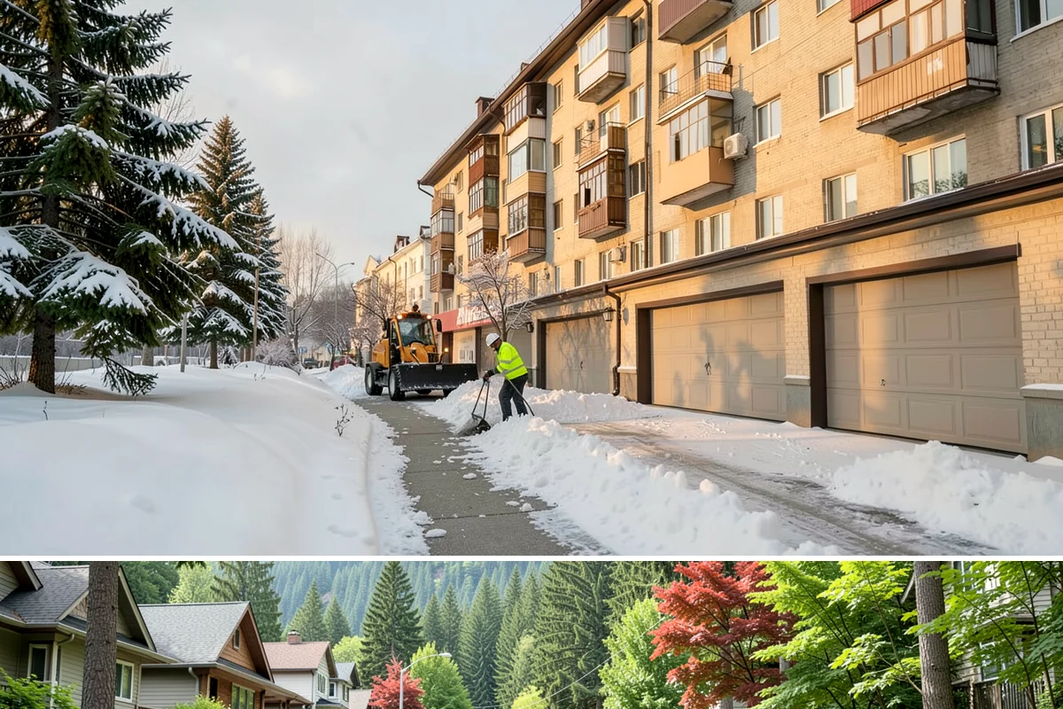 Business Park Sidewalk Clearing in Darrington, Snohomish County, WA - Business park demand runs December through February, when shaded courtyards and connectors refreeze overnight between weekday...