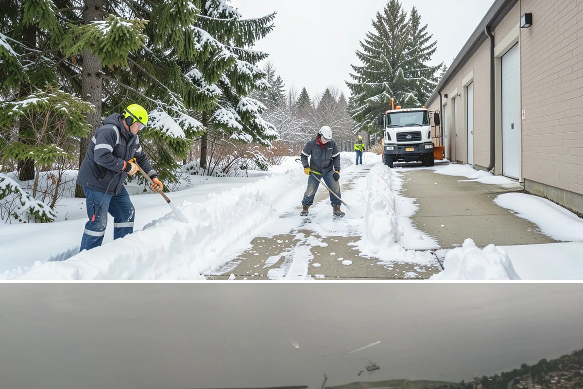 Business Park Sidewalk Clearing in Des Moines, King County, WA - Business park demand runs December through February, when shaded courtyards and connectors refreeze overnight between weekday...