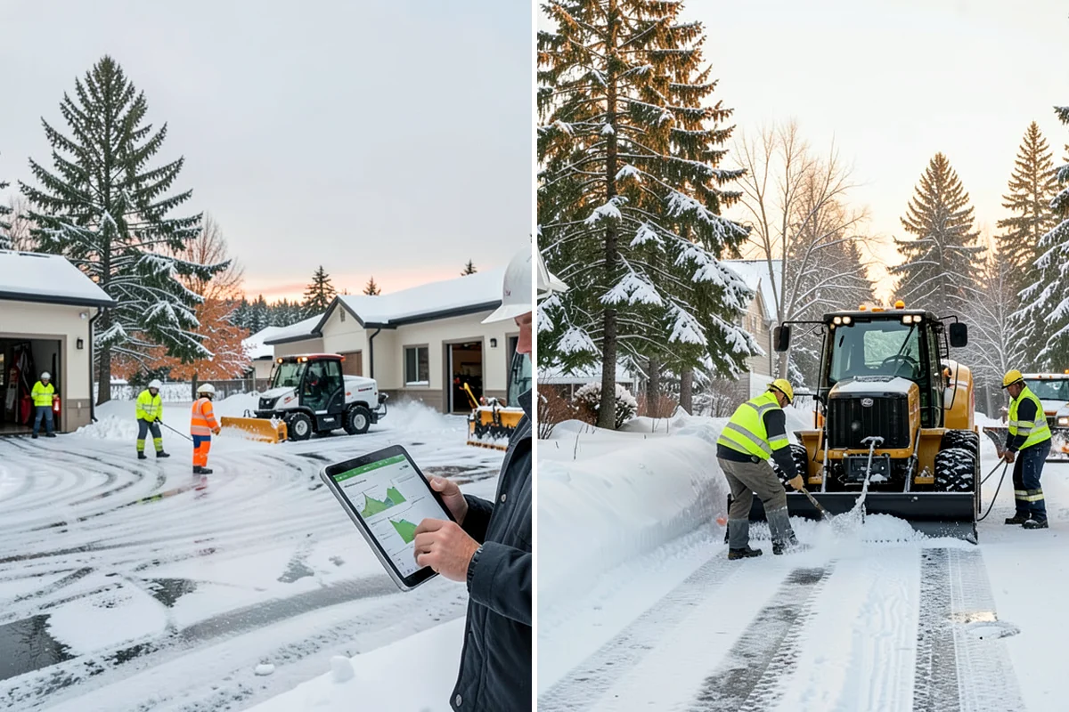 Business Park Sidewalk Clearing in DuPont, Pierce County, WA - Map campus walks, courtyards, and building connectors