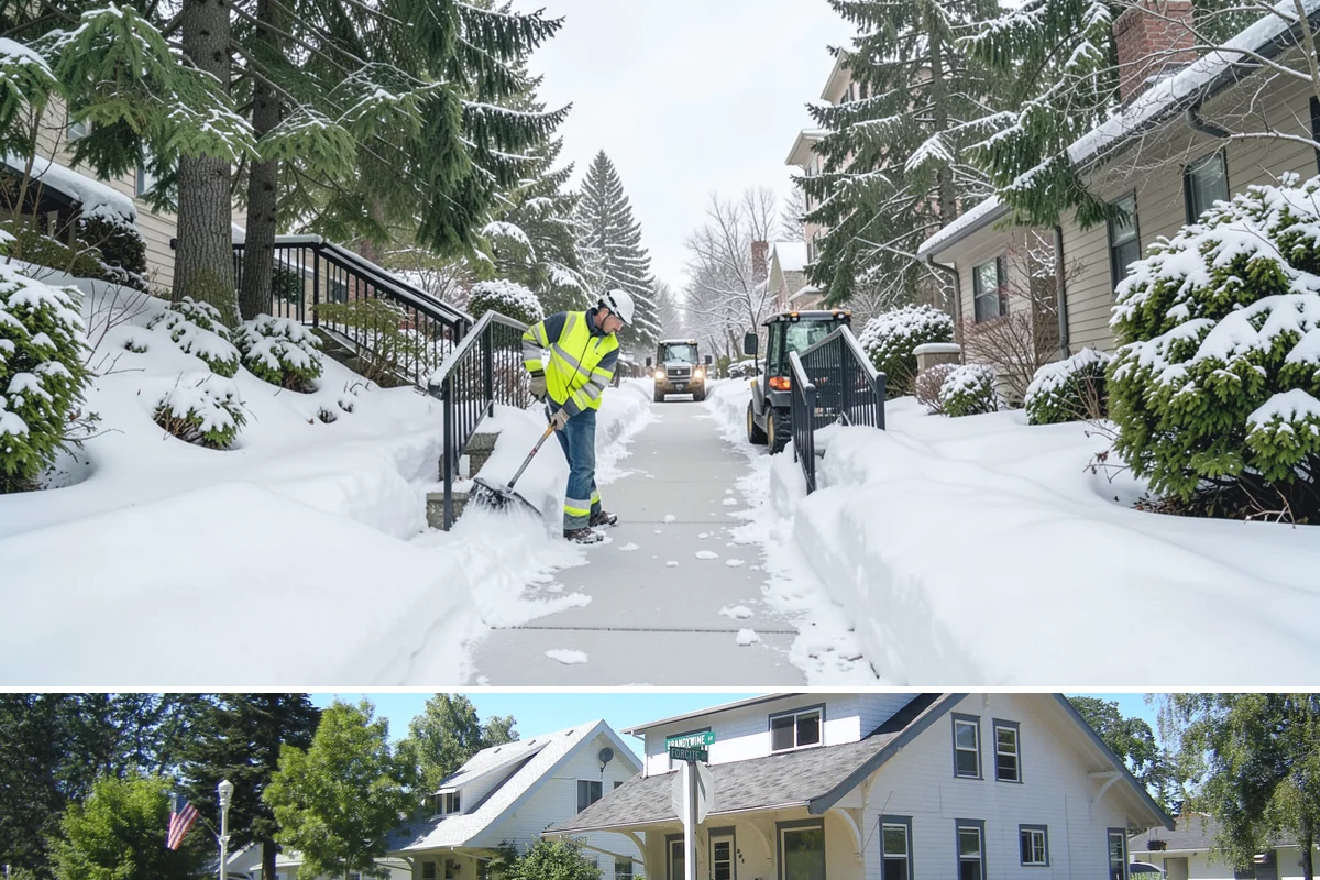 Business Park Sidewalk Clearing in DuPont, Pierce County, WA - Business park demand runs December through February, when shaded courtyards and connectors refreeze overnight between weekday...