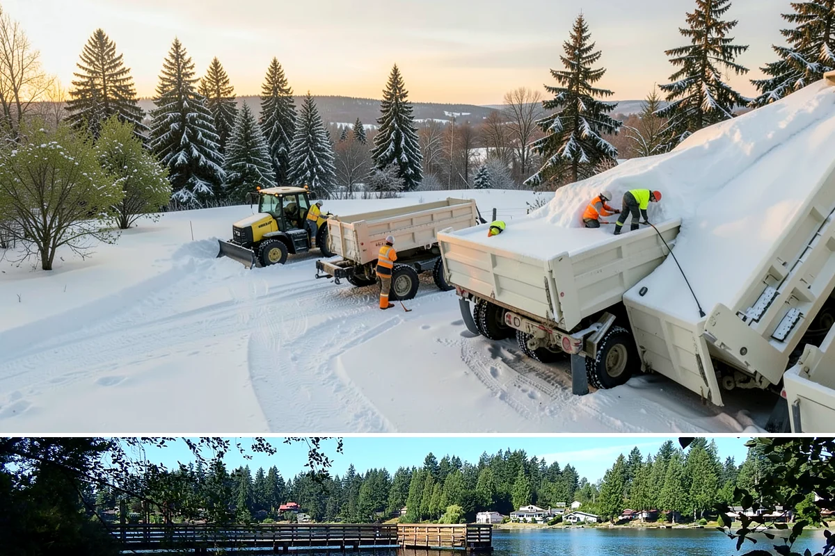 Business Park Sidewalk Clearing in Federal Way, King County, WA - Business park demand runs December through February, when shaded courtyards and connectors refreeze overnight between weekday...