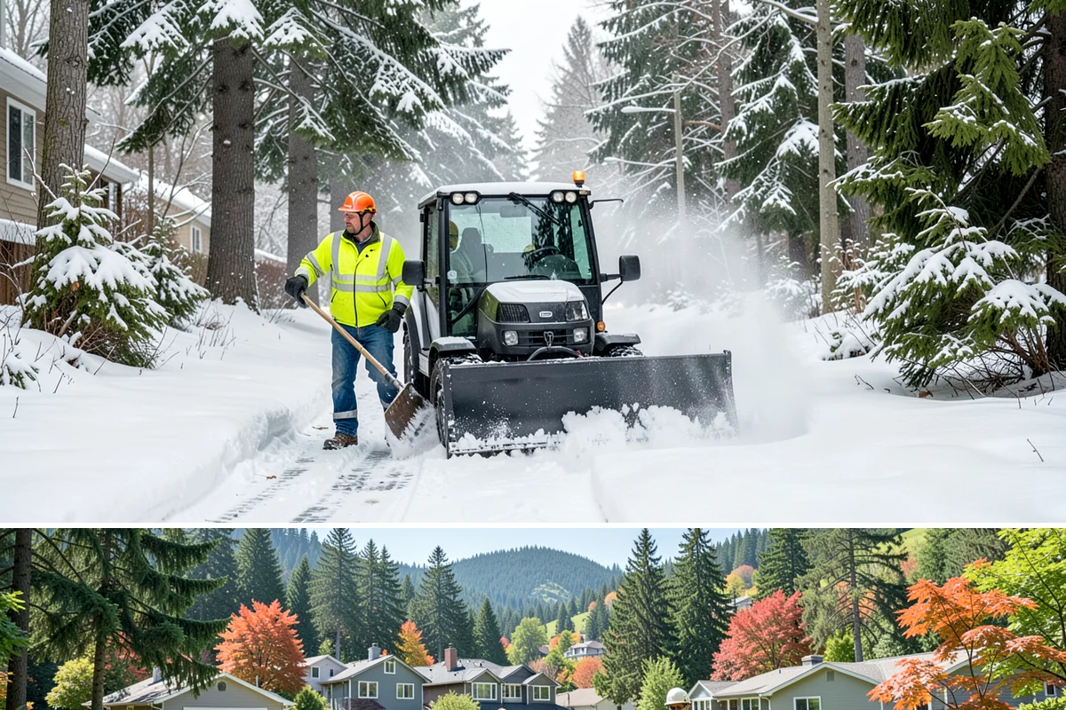 Business Park Sidewalk Clearing in Fircrest, Pierce County, WA - Business park demand runs December through February, when shaded courtyards and connectors refreeze overnight between weekday...