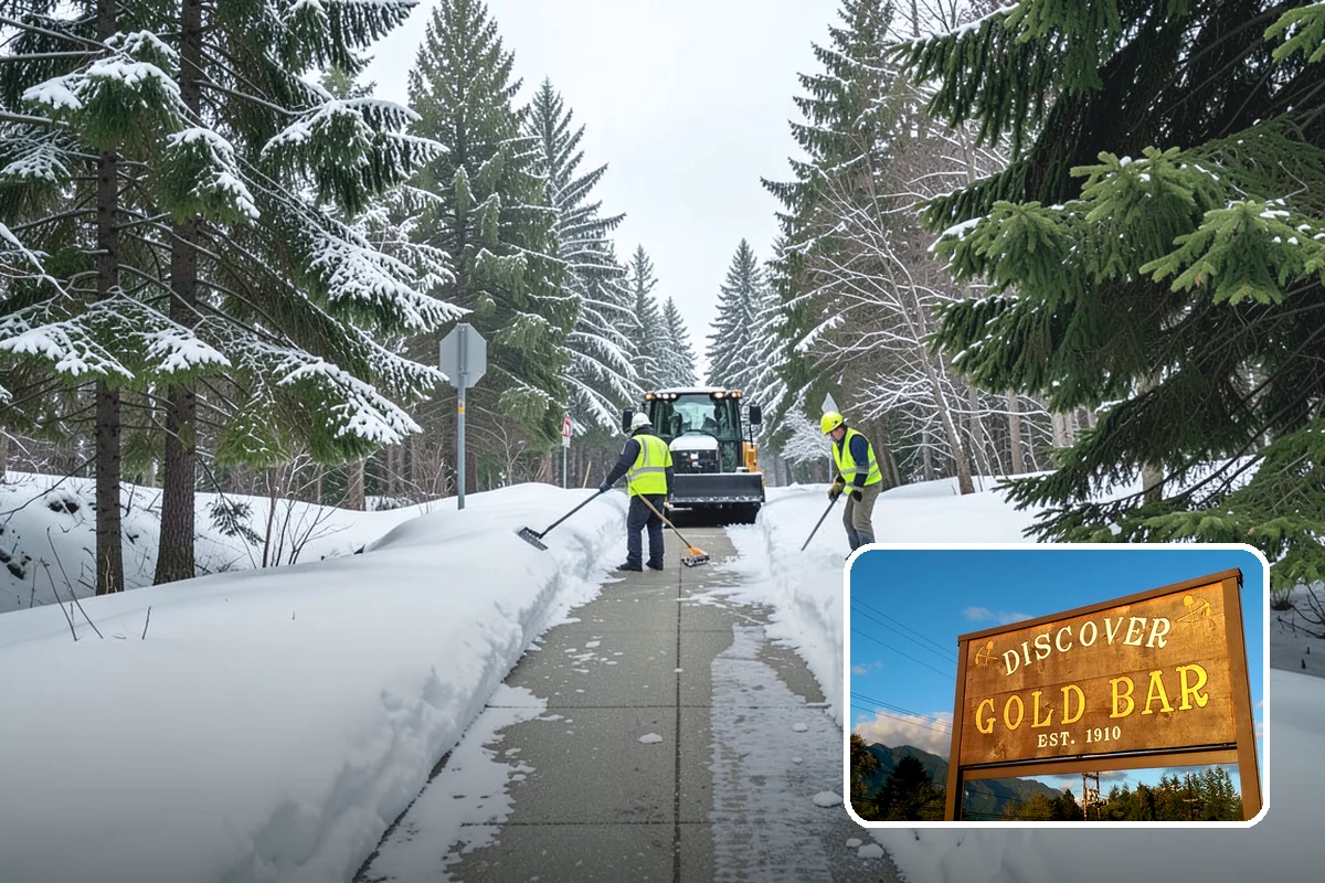 Business Park Sidewalk Clearing in Gold Bar, Snohomish County, WA - Inter-building campus walks cleared as a single network