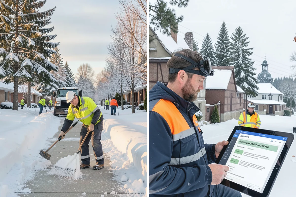 Business Park Sidewalk Clearing in Granite Falls, Snohomish County, WA - Map campus walks, courtyards, and building connectors
