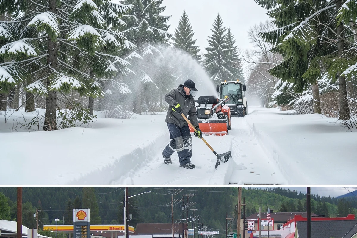 Business Park Sidewalk Clearing in Granite Falls, Snohomish County, WA - Business park demand runs December through February, when shaded courtyards and connectors refreeze overnight between weekday...