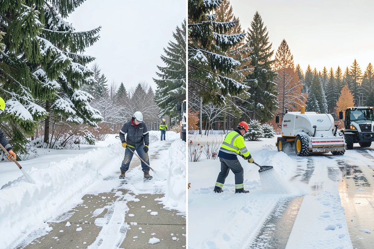 Business Park Sidewalk Clearing in Hamilton, Skagit County, WA - Map campus walks, courtyards, and building connectors