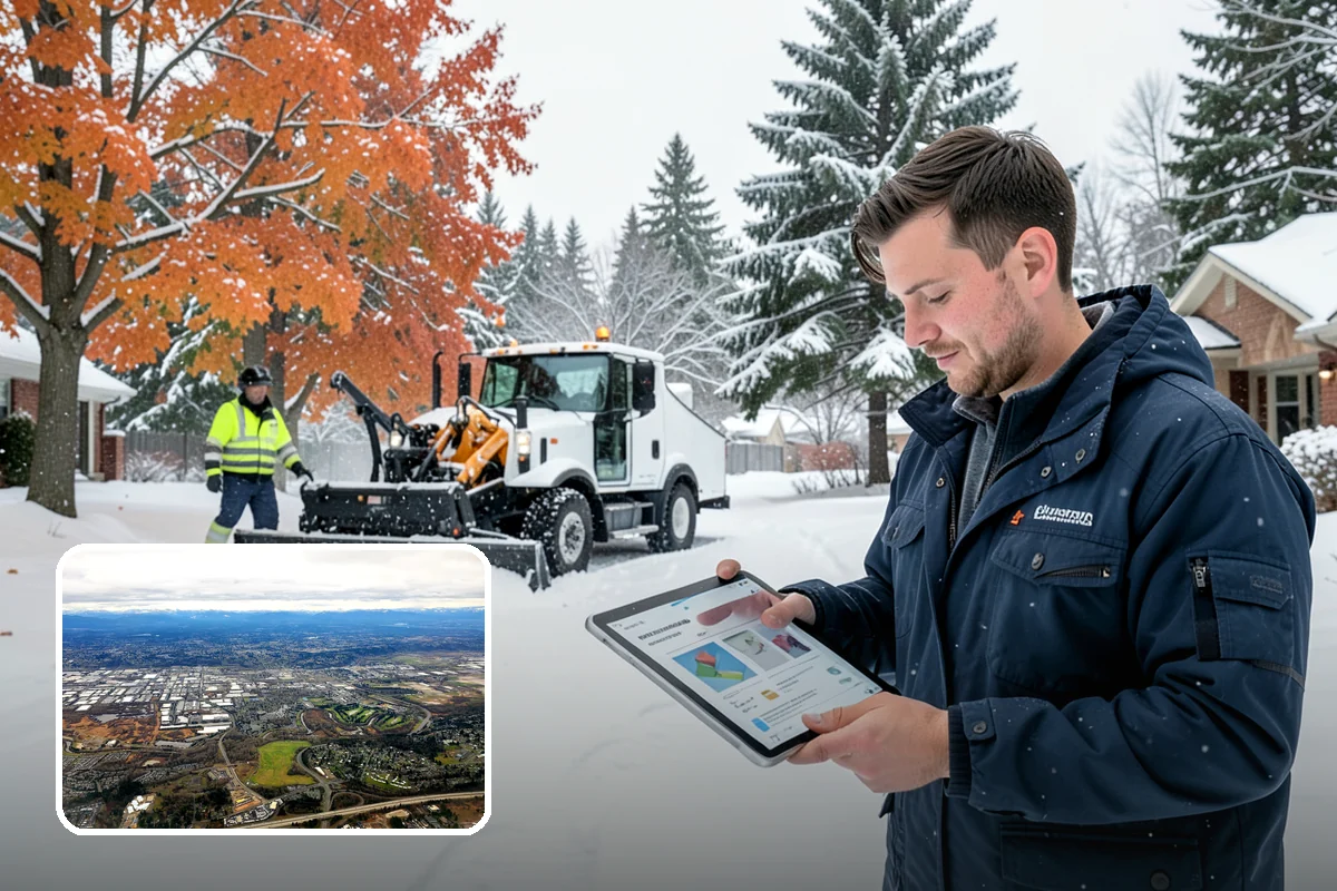 Business Park Sidewalk Clearing in Kent, King County, WA - Inter-building campus walks cleared as a single network