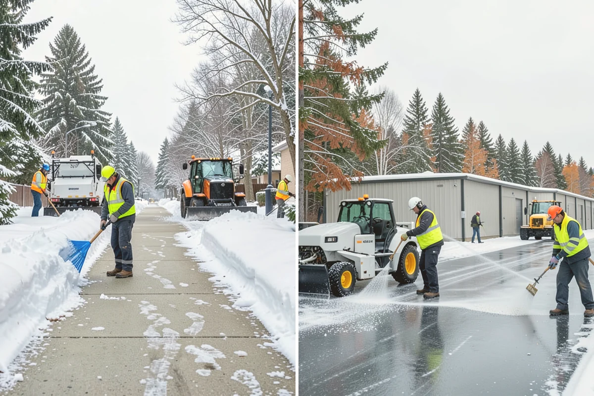 Business Park Sidewalk Clearing in Kent, King County, WA - Map campus walks, courtyards, and building connectors