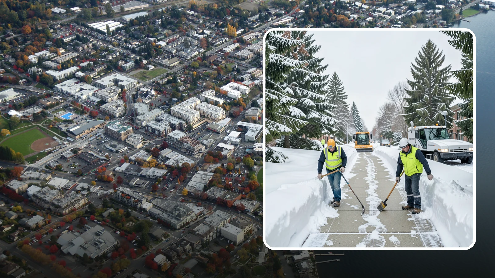 Business Park Sidewalk Clearing in Kirkland, King County, WA - Campus-walkway clearing for Western Washington business parks, keeping the inter-building paths and entrances safe for every...