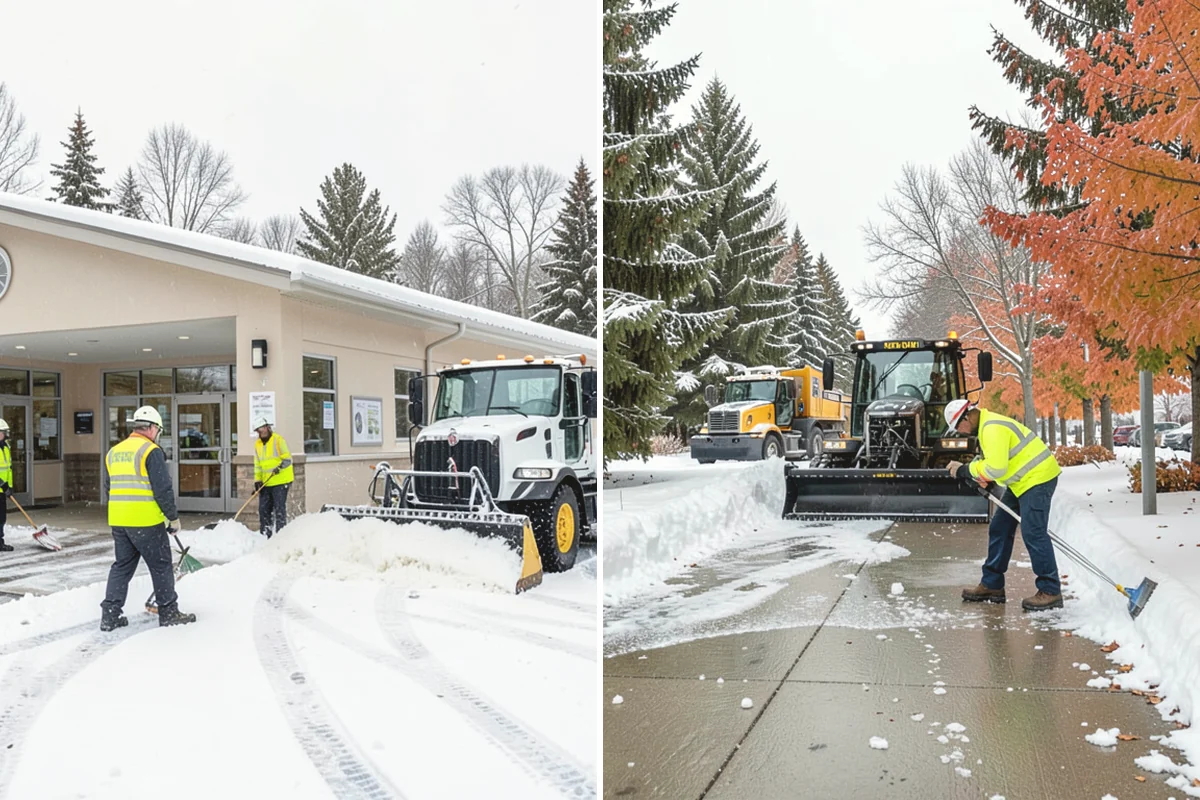 Business Park Sidewalk Clearing in La Conner, Skagit County, WA - Map campus walks, courtyards, and building connectors