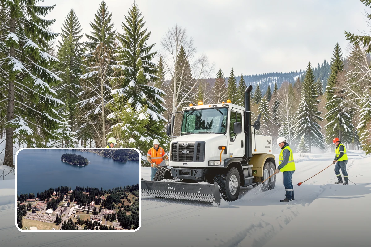 Business Park Sidewalk Clearing in Lakewood, Pierce County, WA - Inter-building campus walks cleared as a single network