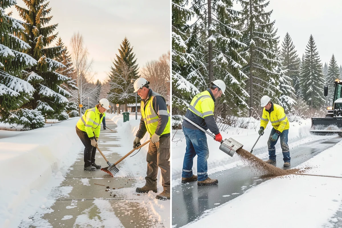 Business Park Sidewalk Clearing in Langley, Island County, WA - Map campus walks, courtyards, and building connectors
