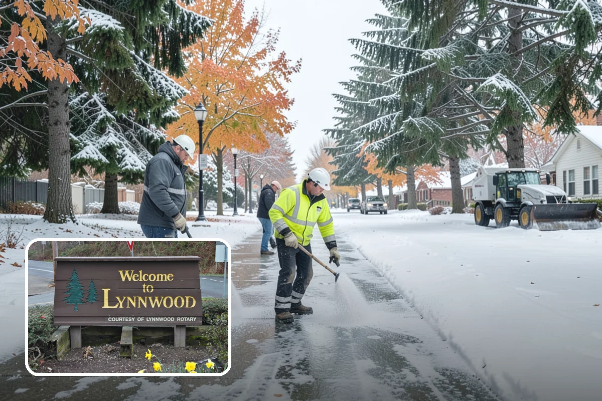 Business Park Sidewalk Clearing in Lynnwood, Snohomish County, WA - Inter-building campus walks cleared as a single network