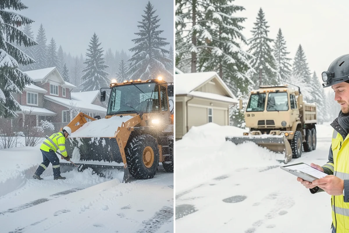 Business Park Sidewalk Clearing in Lynnwood, Snohomish County, WA - Map campus walks, courtyards, and building connectors