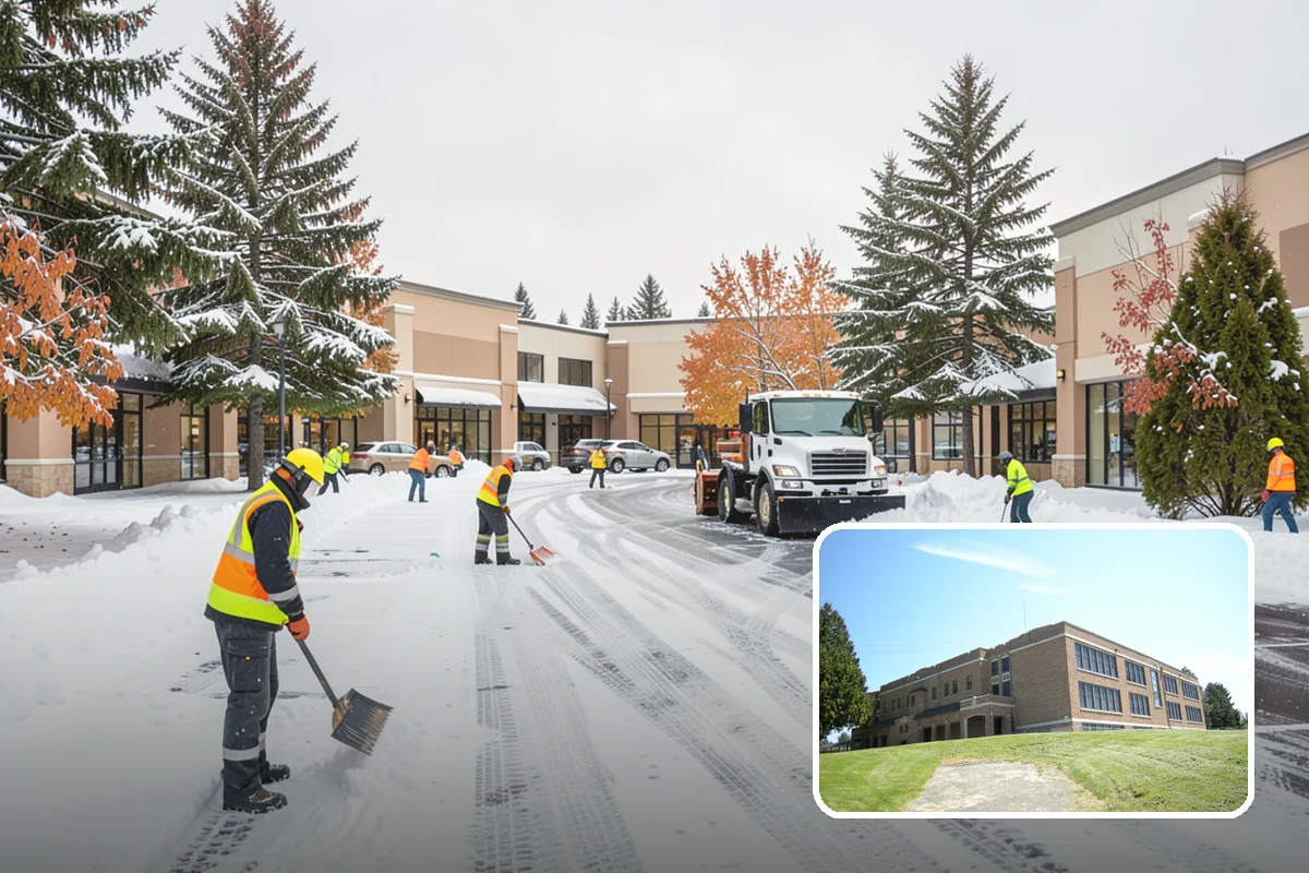 Business Park Sidewalk Clearing in Maple Valley, King County, WA - Inter-building campus walks cleared as a single network