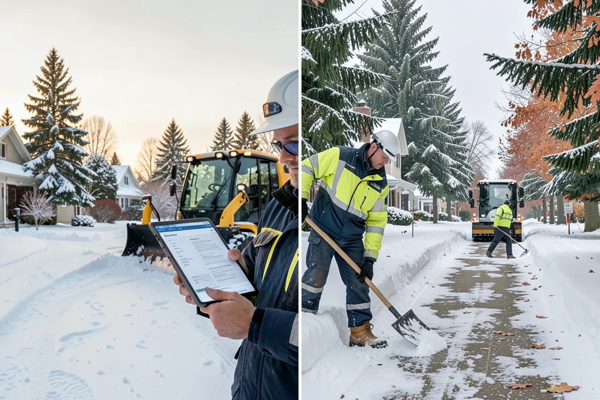 Business Park Sidewalk Clearing in Maple Valley, King County, WA - Map campus walks, courtyards, and building connectors