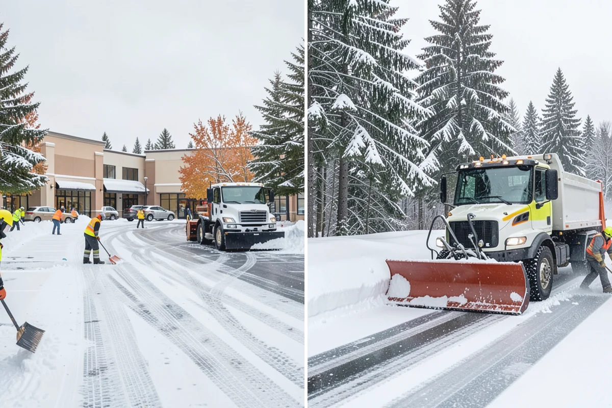 Business Park Sidewalk Clearing in Marysville, Snohomish County, WA - Map campus walks, courtyards, and building connectors