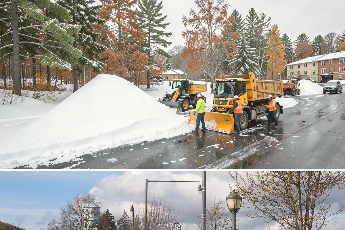 Business Park Sidewalk Clearing in Marysville, Snohomish County, WA - Business park demand runs December through February, when shaded courtyards and connectors refreeze overnight between weekday...