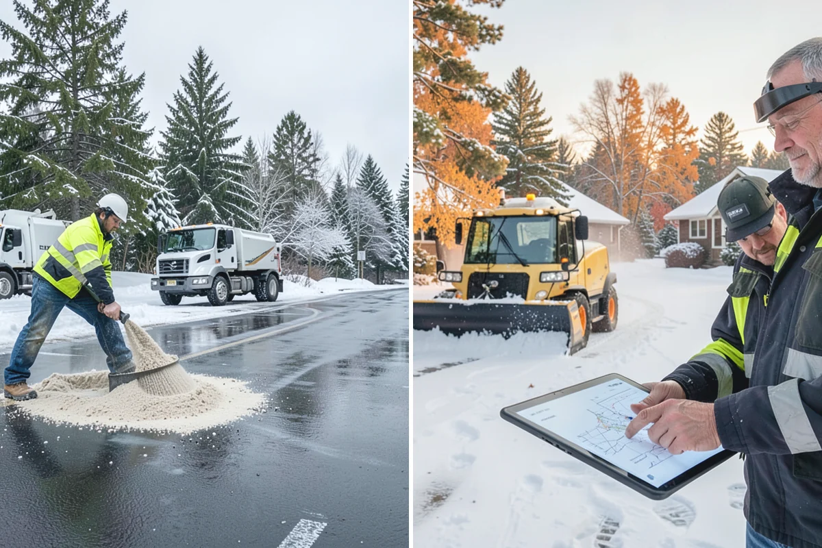 Business Park Sidewalk Clearing in Medina, King County, WA - Map campus walks, courtyards, and building connectors