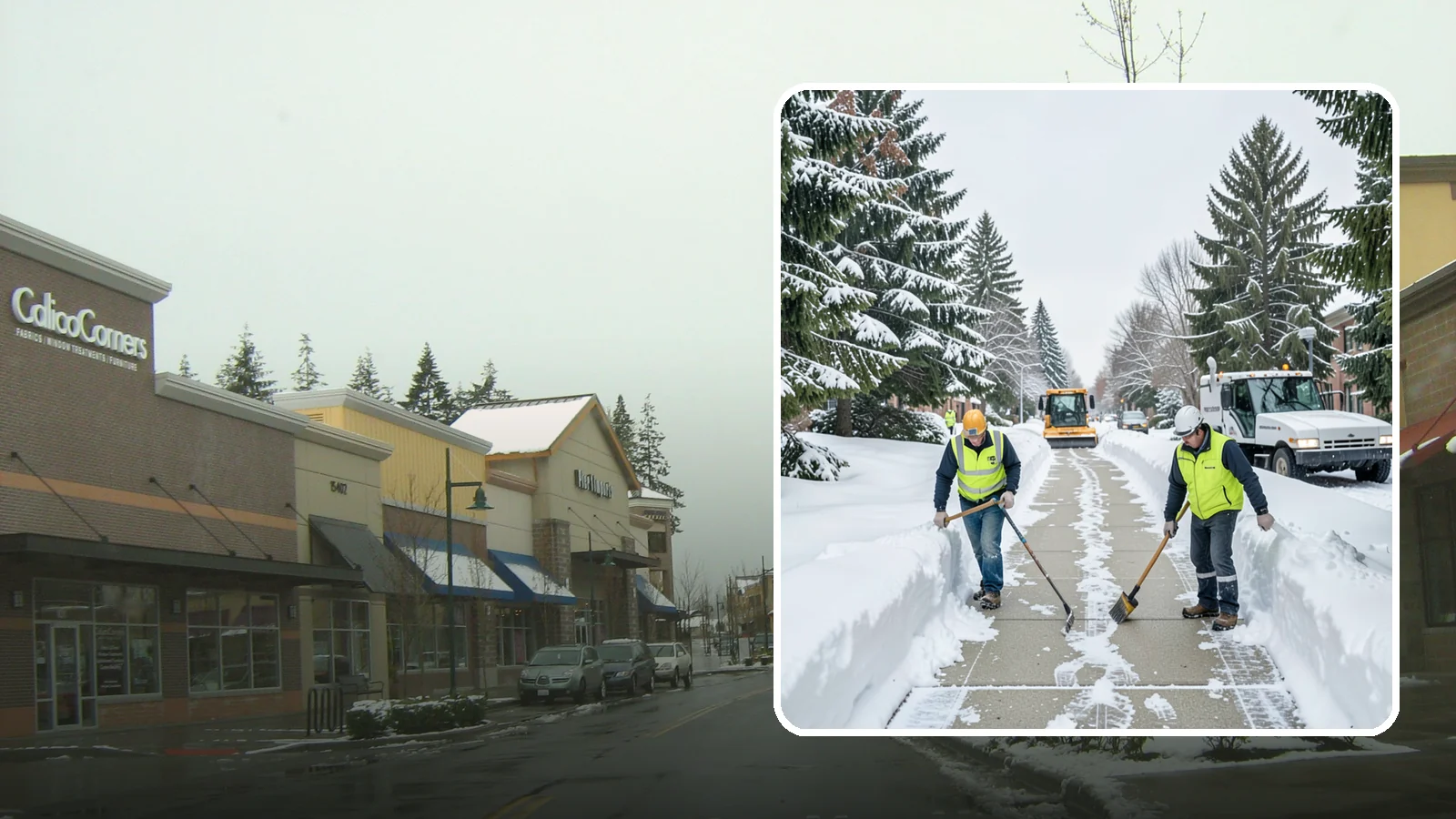 Business Park Sidewalk Clearing in Mill Creek, Snohomish County, WA - Campus-walkway clearing for Western Washington business parks, keeping the inter-building paths and entrances safe for every...