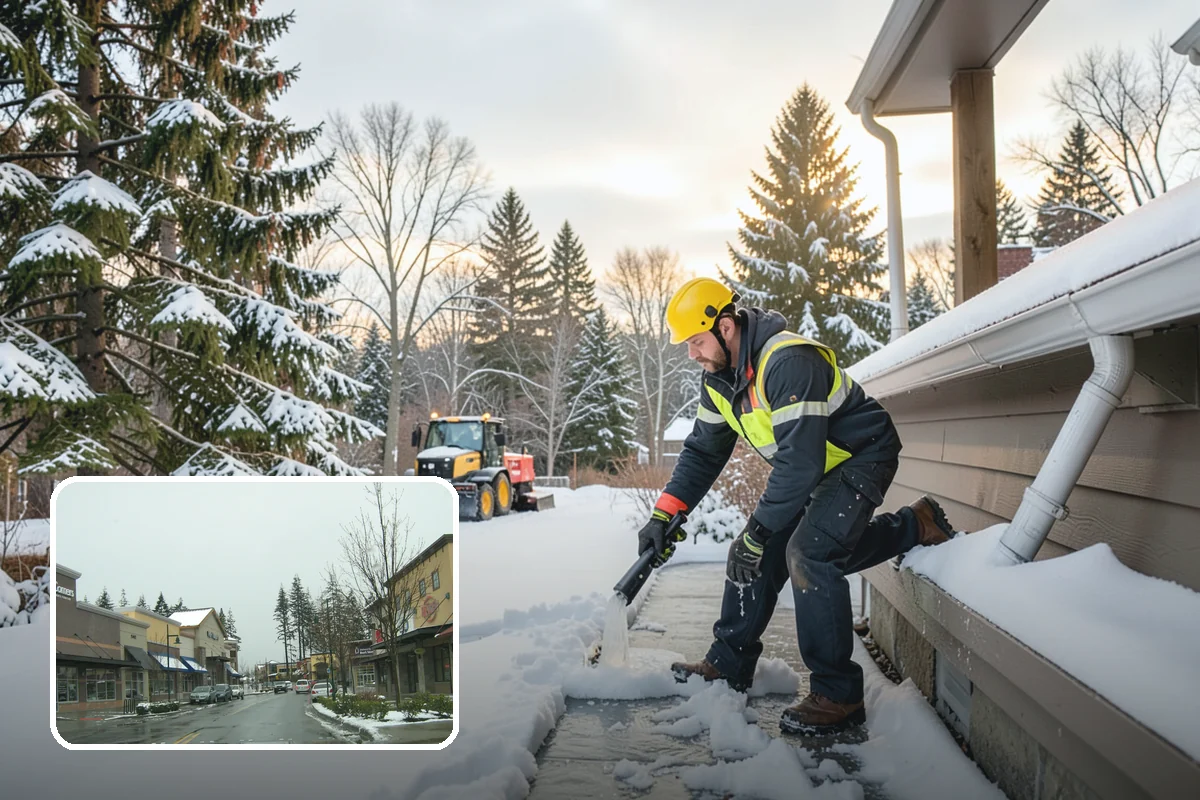 Business Park Sidewalk Clearing in Mill Creek, Snohomish County, WA - Inter-building campus walks cleared as a single network