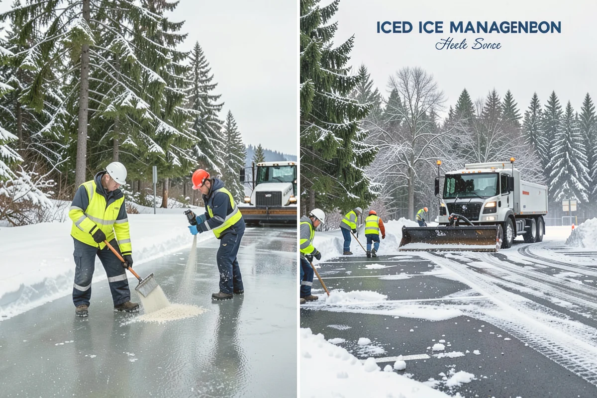 Business Park Sidewalk Clearing in Milton, King County, WA - Map campus walks, courtyards, and building connectors