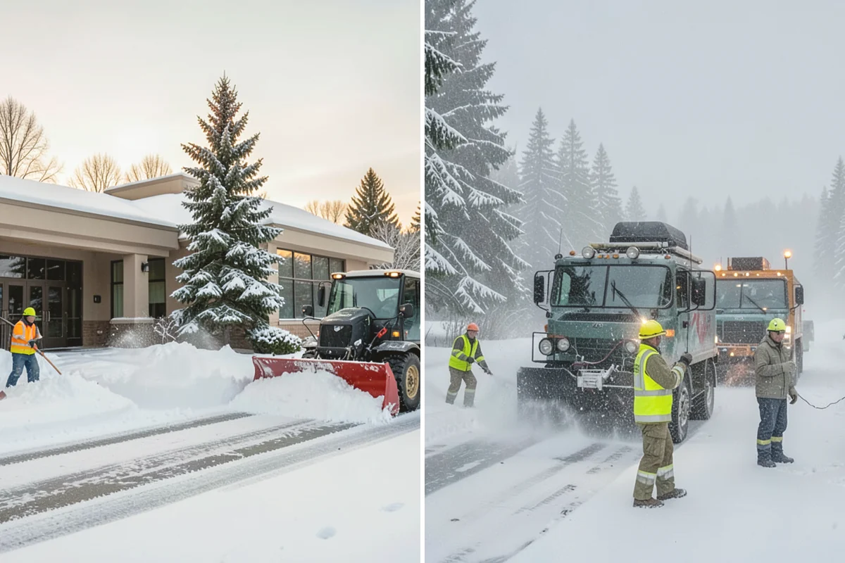 Business Park Sidewalk Clearing in Mukilteo, Snohomish County, WA - Map campus walks, courtyards, and building connectors