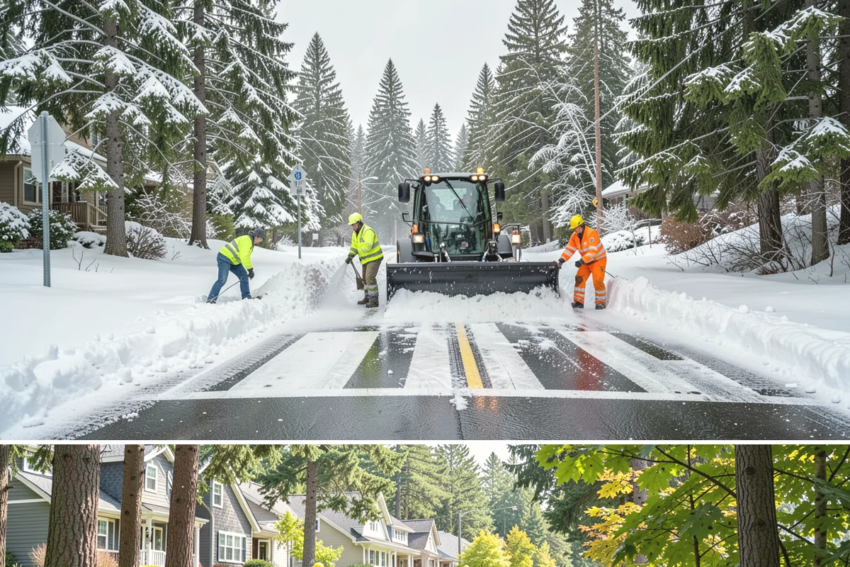Business Park Sidewalk Clearing in Normandy Park, King County, WA - Business park demand runs December through February, when shaded courtyards and connectors refreeze overnight between weekday...