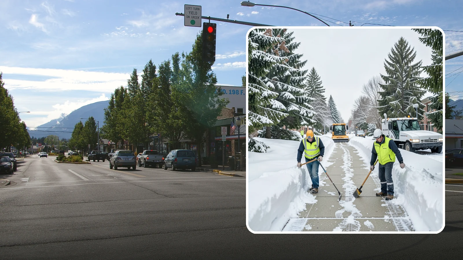 Business Park Sidewalk Clearing in North Bend, King County, WA - Campus-walkway clearing for Western Washington business parks, keeping the inter-building paths and entrances safe for every...