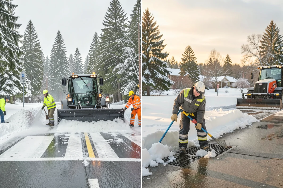 Business Park Sidewalk Clearing in North Bend, King County, WA - Map campus walks, courtyards, and building connectors