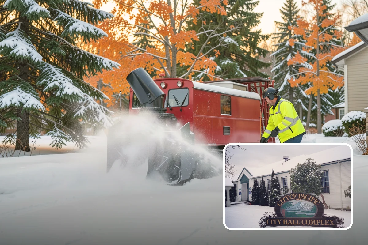 Business Park Sidewalk Clearing in Pacific, King County, WA - Inter-building campus walks cleared as a single network