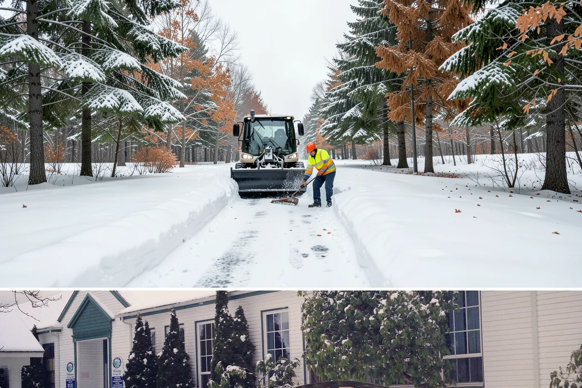 Business Park Sidewalk Clearing in Pacific, King County, WA - Business park demand runs December through February, when shaded courtyards and connectors refreeze overnight between weekday...