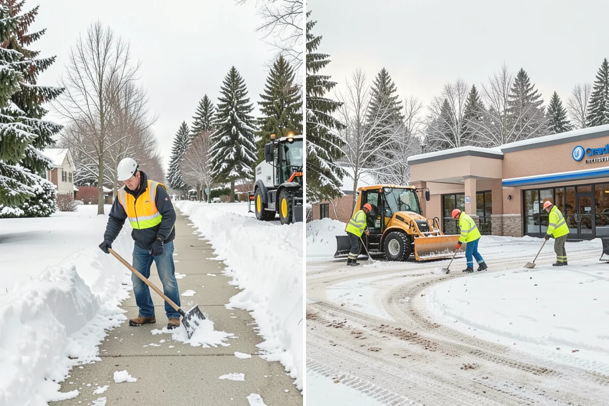 Business Park Sidewalk Clearing in Ruston, Pierce County, WA - Map campus walks, courtyards, and building connectors