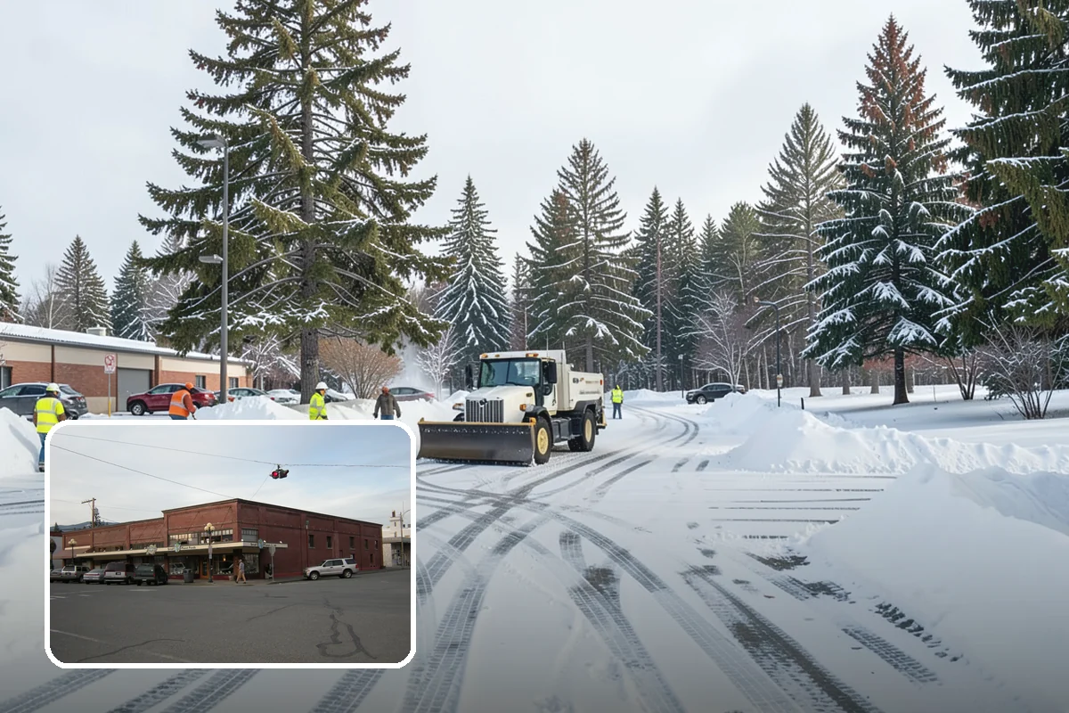 Business Park Sidewalk Clearing in Sedro-Woolley, Skagit County, WA - Inter-building campus walks cleared as a single network