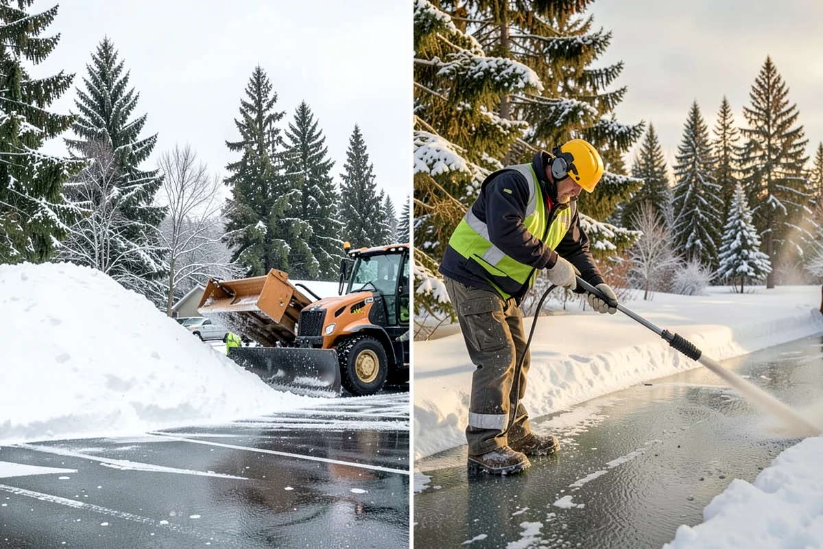 Business Park Sidewalk Clearing in Sedro-Woolley, Skagit County, WA - Map campus walks, courtyards, and building connectors