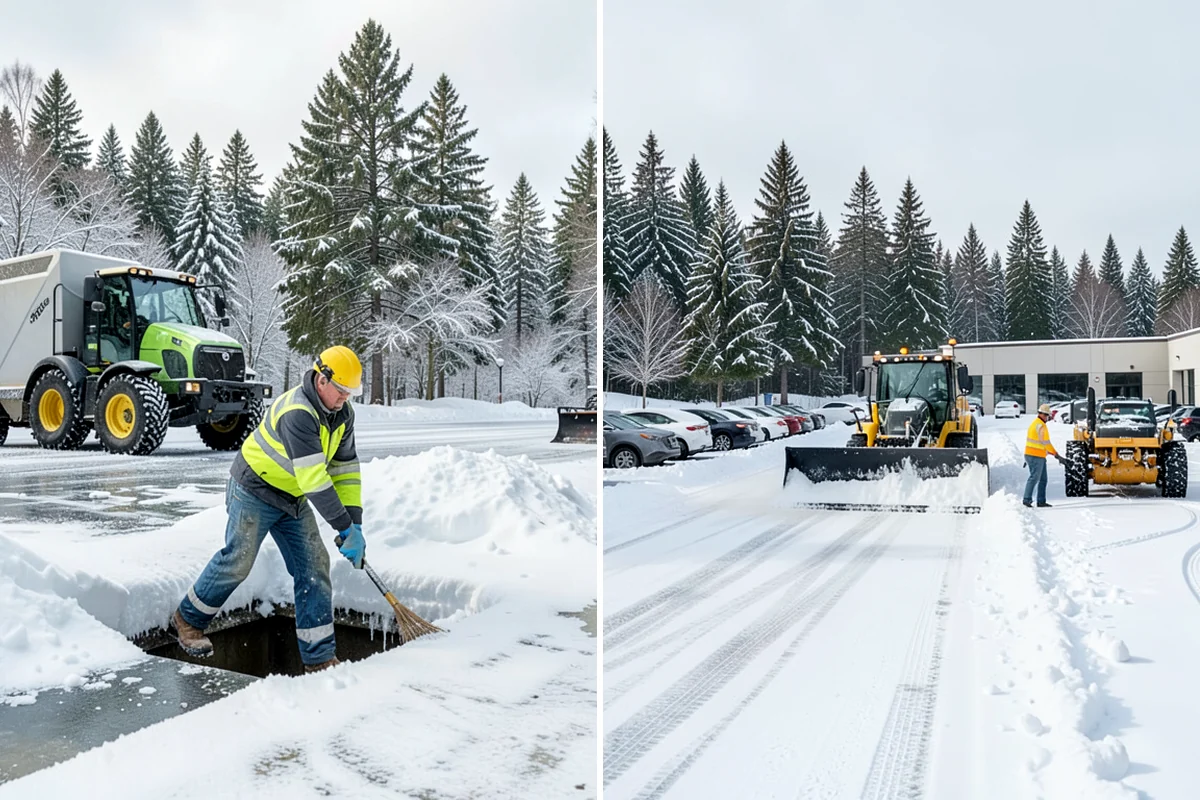 Business Park Sidewalk Clearing in Shoreline, King County, WA - Map campus walks, courtyards, and building connectors