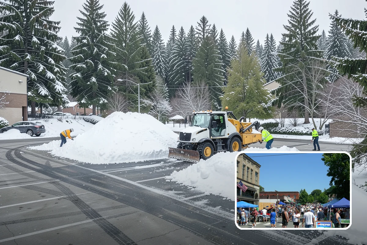 Business Park Sidewalk Clearing in Snohomish, Snohomish County, WA - Inter-building campus walks cleared as a single network