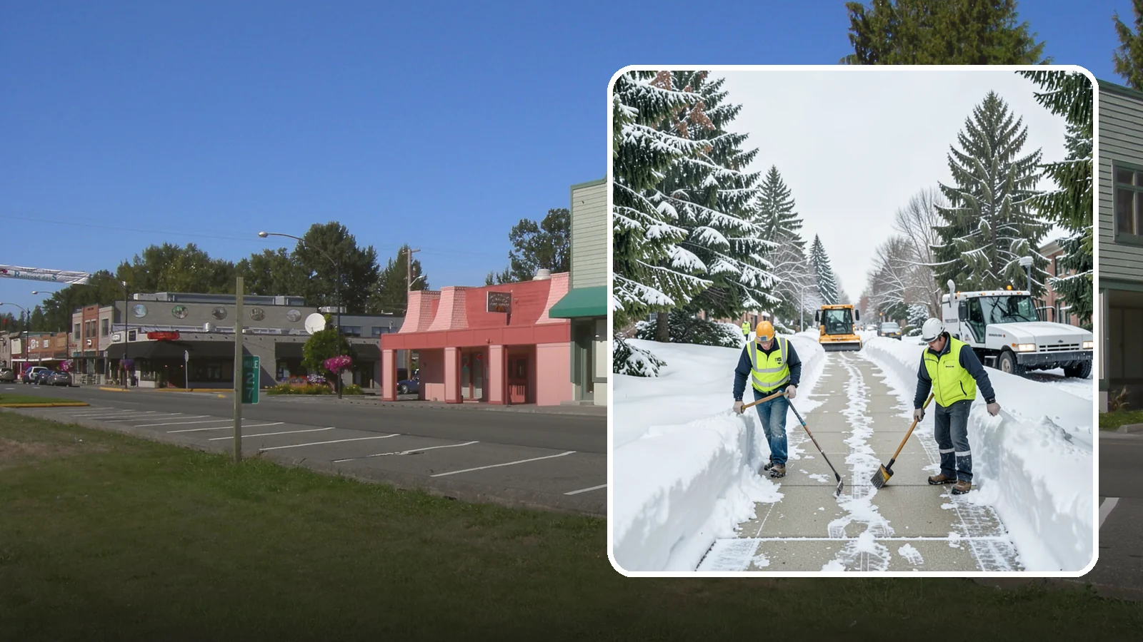 Business Park Sidewalk Clearing in Snoqualmie, King County, WA - Campus-walkway clearing for Western Washington business parks, keeping the inter-building paths and entrances safe for every...