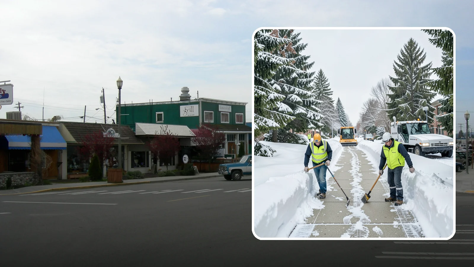 Business Park Sidewalk Clearing in Stanwood, Snohomish County, WA - Campus-walkway clearing for Western Washington business parks, keeping the inter-building paths and entrances safe for every...