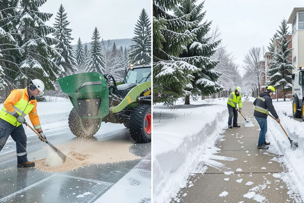 Business Park Sidewalk Clearing in Sumner, Pierce County, WA - Map campus walks, courtyards, and building connectors