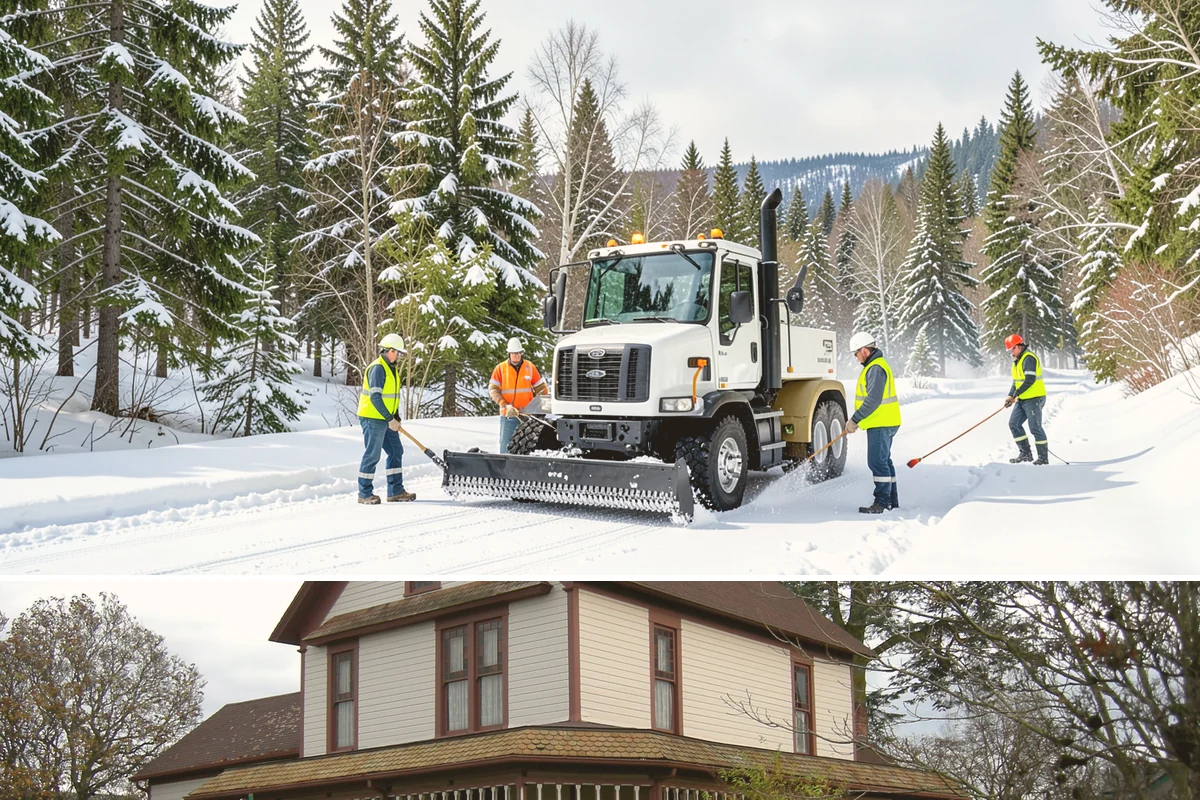 Business Park Sidewalk Clearing in Sumner, Pierce County, WA - Business park demand runs December through February, when shaded courtyards and connectors refreeze overnight between weekday...